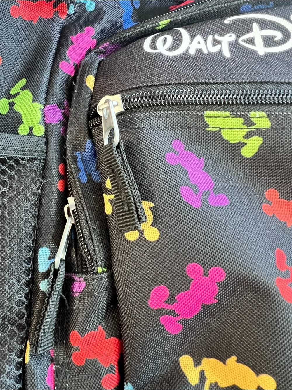 Disney Black Backpack with Rainbow Mickey Silhouettes